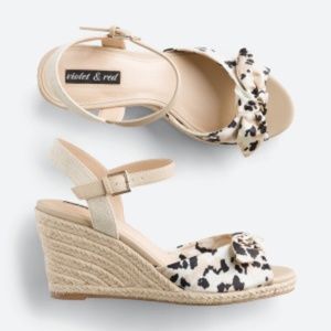 Violet & Red Miloh Printed Tie Wedge Sandals